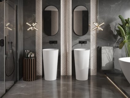 MEXEN - Onyx-03 Volně stojící umyvadlo z litého mramoru 45 x 45, bílá mat 26534500