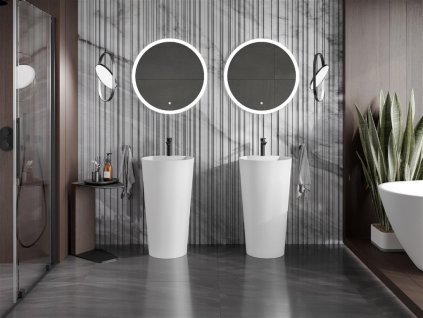 MEXEN - Onyx-02 Volně stojící umyvadlo z litého mramoru 45 x 45, bílá mat 26544500