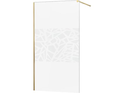MEXEN/S - KIOTO Sprchová zástěna WALK-IN 90x200 cm 8 mm, zlatá, bílý vzor 800-090-101-50-85