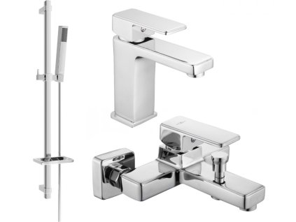 MEXEN/S - Cetus DQ77 SET vanová a umyvadlová baterie, chrom 744303DQ77-00