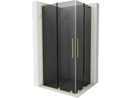 MEXEN/S - Velar L Duo sprchový kout, posuvné dveře 100 x 90, grafit, zlato kartáčovaná 871-100-090-02-43-55