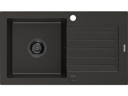 MEXEN/S - Pablo granitový dřez 1 s odkapávačem 752 x 436 mm, černá/zlatý metalik, + černý sifon 6510751010-75-B