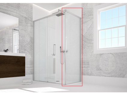 Pevná stena ESSENCE F1AB, 90 cm, Stampato C bezpečnostné sklo - 6 mm, Hliník ossidato (Šírka 90 cm, Výplň Stampato C bezpečnostné sklo - 6 mm, BARVA rámu Hliník ossidato)