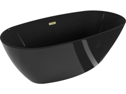 MEXEN/S - Eris volně stojící vana 170 x 80, černá, sifon a přepad kartáčované zlato 53441708070-55