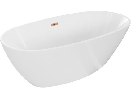MEXEN/S - Eris volně stojící vana 170 x 80, bílá, sifon a přepad měď kartáčovaná 53441708000-65