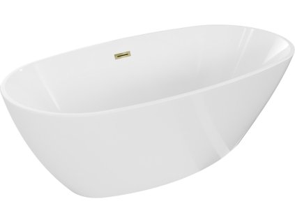 MEXEN/S - Eris volně stojící vana 170 x 80, bílá, sifon a přepad zlatá 53441708000-50