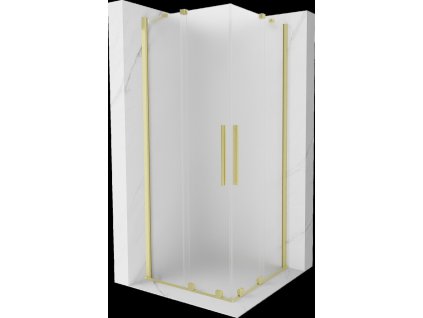 MEXEN/S - Velar Duo sprchový kout, posuvné dveře 80 x 80, dekor, zlato kartáčovaná 871-080-080-32-55