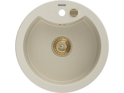 MEXEN/S - Diego granitový dřez 1 488 x 480 mm, béžová, + zlatý sifon 6512481000-69-G