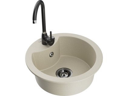 MEXEN/S - Diego granitový dřez včetně baterie Telma, béžová 6512-69-670200-70