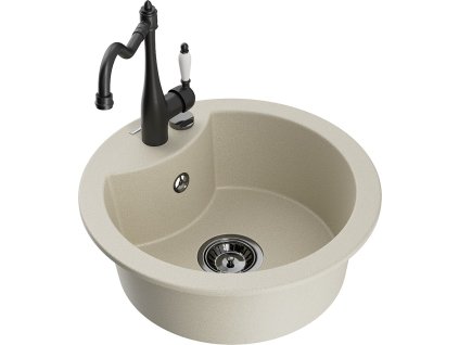 MEXEN/S - Diego granitový dřez 1-miska včetně baterie Carla, béžová 6512-69-670700-70