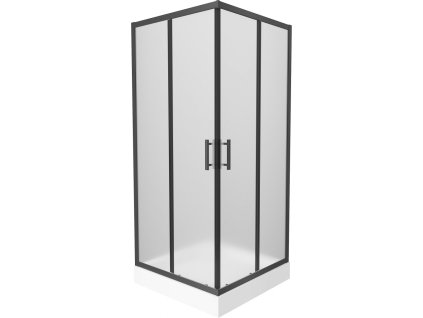 MEXEN/S - Rio sprchový kout čtverec 90 x 90, dekor, černý + vanička Rio včetně výpustě 860-090-090-70-30-4510