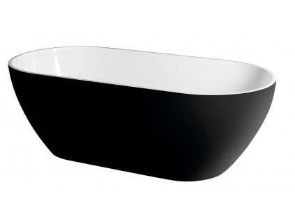REDUTA voľne stojaca vaňa liaty mramor 171x81x58cm, čierna/biela