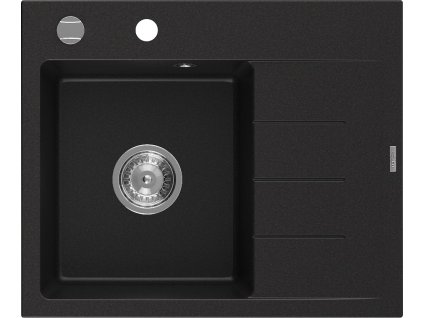 MEXEN - Ben granitový dřez 1 s odkapávačem levý 600 x 500 mm, černá, sifon chrom 6522605000-77