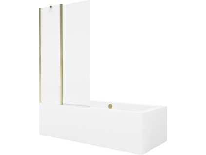 MEXEN/S - Cube obdélníková vana 170 x 80 cm s panelem + vanová zástěna 100, transparent, zlatá 550517080X9410115000