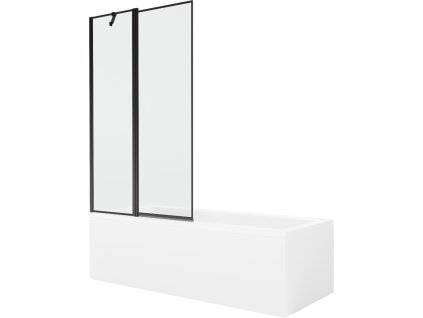 MEXEN/S - Cubik obdélníková vana 160 x 70 cm s panelem + vanová zástěna 100, černá vzor 550316070X9410117070