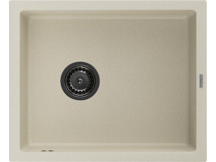 MEXEN/S - Pedro granitový dřez 1-miska 560 x 460 mm, béžová, sifon černá 6508561000-69-B