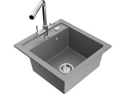MEXEN/S - Vito granitový dřez 1-miska včetně baterie Duero, šedá 6503-71-671600-00