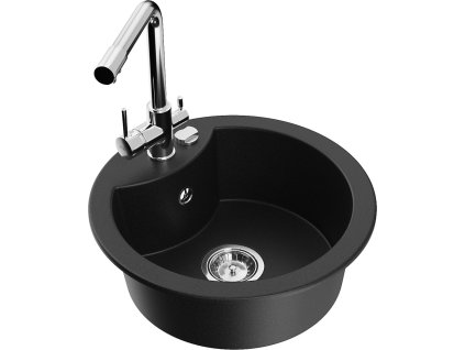 MEXEN/S - Diego granitový dřez včetně baterie Duero, černá 6512-77-671600-00