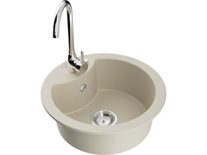 MEXEN/S - Diego granitový dřez včetně baterie Telma, béžová 6512-69-670200-00