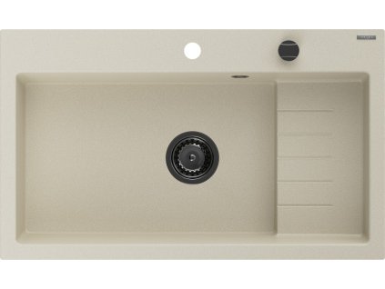 MEXEN/S - Omar granitový dřez 800 x 480 mm, béžová, černý sifon 6520801005-69-B