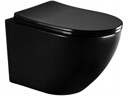 MEXEN/S - Lena Závěsná WC mísa včetně sedátka s slow-slim, z duroplastu, černá matná 30221085