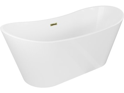 MEXEN/S - Montana vana volně stojící 180 x 80, bílá, sifon a přepad zlatá 52011808000-50