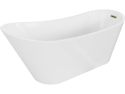 MEXEN/S - Alta vana volně stojící 170 x 75, bílá, sifon a přepad zlatá 52141707500-50