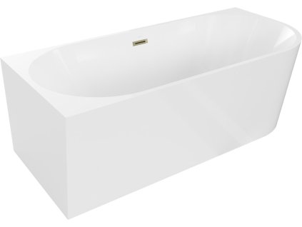 MEXEN/S - Mia vana volně stojící rohová levá 150 x 75, bílá, sifon a přepad zlatá 52691507500L-50