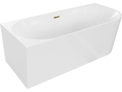 MEXEN/S - Mia volně stojící rohová vana levá 180 x 80, bílá, sifon a přepad zlatá 52691808000L-50