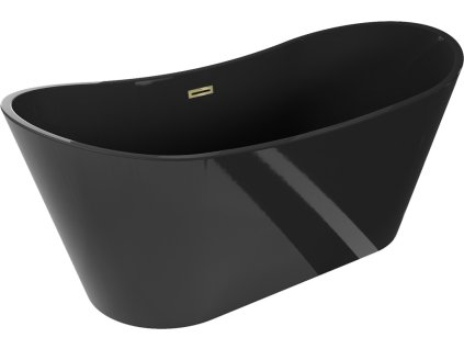 MEXEN/S - Montana vana volně stojící 170 x 80, černá, sifon a přepad zlatá 52011708070-50