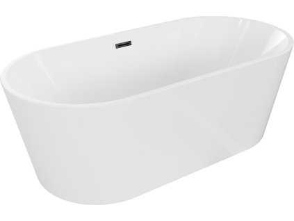 MEXEN/S - Luna vana volně stojící 160 x 75, bílá, sifon a přepad černá 52031607500-70