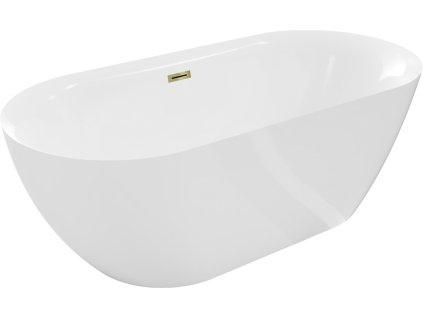 MEXEN/S - Roxy volně stojící vana 170 x 80, bílá, sifon a přepad zlatá 51201708000-50