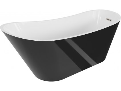 MEXEN/S - Alta volně stojící vana 170 x 75, bílá/černá, sifon a přepad nikl kartáčovaná 52141707575-97