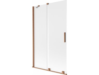 MEXEN/S - Velar dvoukřídlá posuvná vanová zástěna 110 x 150, dekor, měď kartáčovaná 896-110-000-31-65