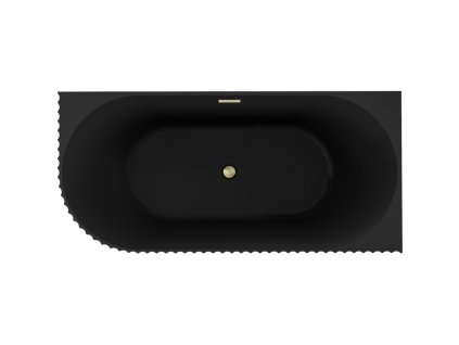 MEXEN/S - Gia volně stojící rohová vana reliéf pravá 170 x 80, černá mat, sifon a přepad zlatá kartáčovaná 52701708071P-55