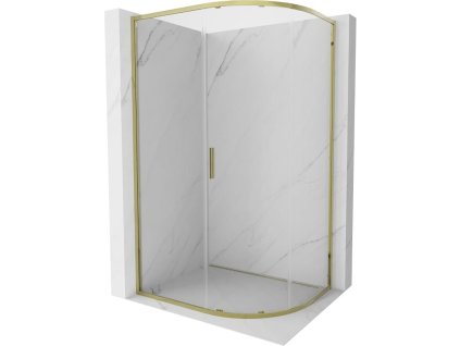 MEXEN - Exo čtvrtkruhový posuvný sprchový kout 100 x 80, transparent, zlato 8131-100-080-50-00