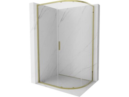 MEXEN - Exo čtvrtkruhový posuvný sprchový kout 100 x 90, transparent, zlato 8131-100-090-50-00
