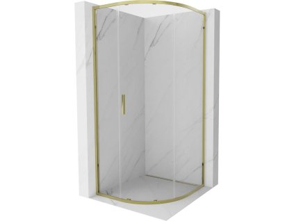 MEXEN - Exo čtvrtkruhový posuvný sprchový kout 100 x 100, transparent, zlato 8131-100-100-50-00