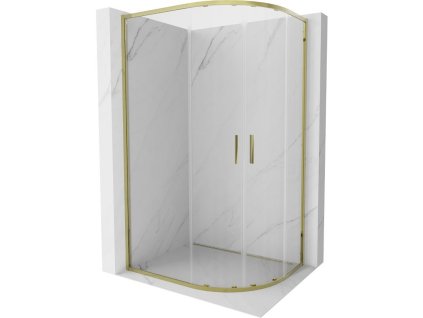 Mexen Exo čtvrtkruhový posuvný sprchový kout 90 x 80, transparent, zlato 8132-090-080-50-00