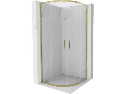 MEXEN - Exo čtvrtkruhový posuvný sprchový kout 100 x 100, transparent, zlato 8132-100-100-50-00