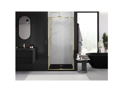 MEXEN - Exo sprchové dveře křídlové 95, transparent, zlatá 819-095-000-50-00