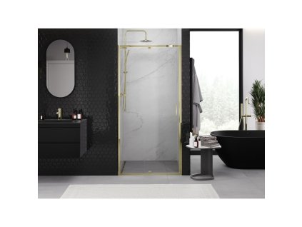 MEXEN - Exo sprchové dveře křídlové 115, transparent, zlatá 819-115-000-50-00