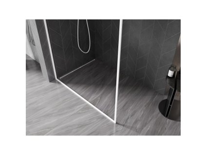 MEXEN/S - Kioto-F L Sprchová zástěna WALK-IN s rámem 55 x 202, transparent 8 mm, bílá 800-055-174-20-00