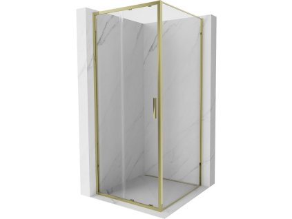 MEXEN/S - Exo sprchový kout, posuvné dveře 100 x 100, transparent, zlato - 8151-095-100-50-00 8151-100-100-50-00