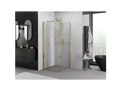 MEXEN/S - Exo sprchový kout skládací dveře 90 x 90, transparent, zlato 816-090-090-50-00
