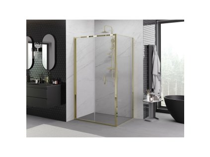 MEXEN/S - Exo sprchový kout skládací dveře 95 x 75, transparent, zlato 816-095-075-50-00