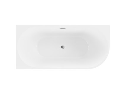 MEXEN/S - Mia volně stojící rohová vana levá 140 x 75, bílá, sifon a přepad chrom 52691407500L-01