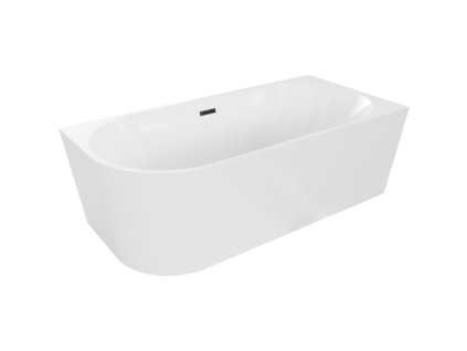 MEXEN/S - Mia volně stojící rohová vana pravá 140 x 75, bílá, sifon a přepad černá 52691407500P-70