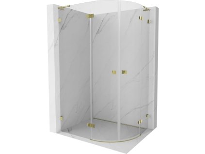 MEXEN/S - Lunar L sprchový kout čtvrtkruh křídlový levá 100 x 90, transparent, zlato 833L-100L-090P-50-00