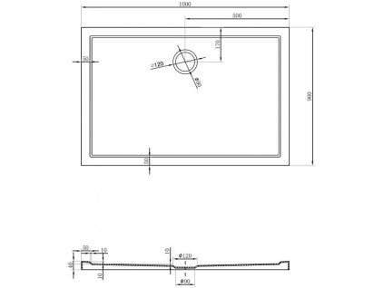 MEXEN - Flow sprchová vanička obdélníková slim 90 x 100, bílá lesk 46R109010